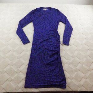 LK Bennett Sheath Dress Womens 4 Midi Long Sleeve Cheetah Print